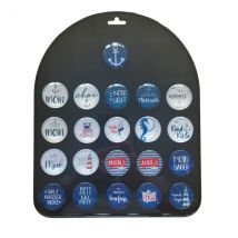 Maritime Magnete aus Glas - in verschiedenen Designs weißer Anker, blauer Hintergrund
