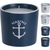 Maritime Kerze im Steinguttopf klein in vier Varianten Navigation-weiß