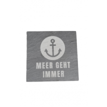 Untersetzer aus Schiefer eckig mit Lasergravur Anker und Meer geht immer ""