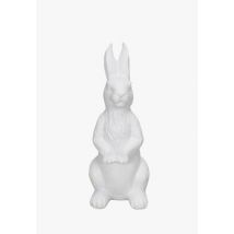 Dekoaufsteller Hase sitzt auf Hinterläufen Pfoten beide vorne aus Polyresin weiß