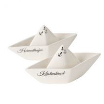 Papierschiffchen Porzellan 5cm, 2 Motive Heimathafen