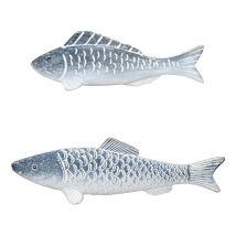 Dekofigur Fisch aus MDF zum Hinstellen, blau-weiß - versch. Größen groß, 35cm