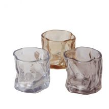 Windlicht aus Glas in Wellenoptik - versch. Farben "braun"