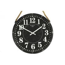 Wanduhr aus Metall mit schwarzen Ziffernblatt "Quartz 1886" D60cm ""