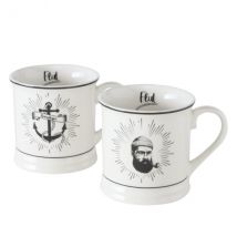 Maritimer Becher/Tasse schwarz/weiß in zwei Varianten "Seemann"