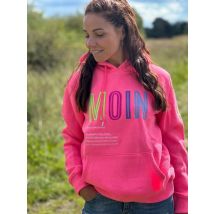 Hoodie Lucina MOIN multicolor Zwillingsherz Neonpink - in vier Größen - "Größe S"