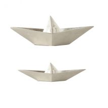 Papierboot aus Aluminum silber in zwei Größen klein
