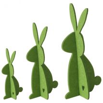 Dekofigur Freddo – dunkelgrün, Polyesterfilz – Steckosterhase zum Hinstellen als Arrangement H30 cm