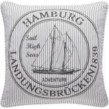Pad Kissenhülle OCEAN Hamburg grau weiß gestreift