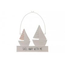 Maritimes Metallschild Segelboote "Sail away with me"