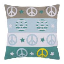 PAD Kissenhülle 'Peace' in Türkis/Weiß 45x45cm