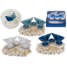 Kerzen-Set aus Teelichtern, Schwimmkerzen & Dekosand - versch. Farben weiß