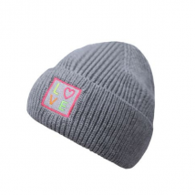 Strickmütze "Love" Grau