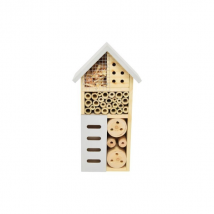 Insektenhotel aus Holz natur Höhe 25,8 cm - mit grauem Dach