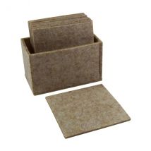 Filz-Untersetzer mit Aufbewahrungsbox im 10er-Set - beige, 10x10cm