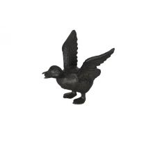 Wasserspeier ENTE FLIEGEND mit Pumpe – aus Gusseisen dunkelbraun – 20 x 17 x H17 cm
