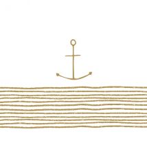 Maritime Servietten 'Anker' in Gold/Weiß