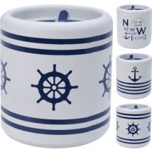 Maritime Kerze blau weiß Motive in drei Varianten Koordinaten