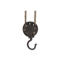 Wandhaken Flaschenzug mit Tau aus Eisen