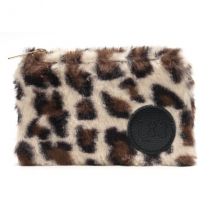 Mini Täschchen PLÜSCH – creme Leo schwarzbraun 11x16cm – Accessoire für Damen – Lot83 ""
