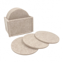Filz-Untersetzer mit Aufbewahrungsbox im 10er-Set - hellbeige, Ø 10cm