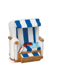 Maritime Mini Spardose "Strandkorb" blau/ weiß