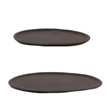 Dekoteller aus Aluminium oval in schwarz zwei Größen groß