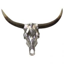 Bullenkkopf Wandobjekt braun/silber 90x70 cm ""