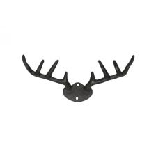 Garderobenleiste GEWEIH mit 8 Haken – aus Gusseisen dunkelbraun – 22 x 16 x H5,5 cm