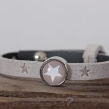 Armband einfach gewickelt beige/grau mit Sternen fÃ¼r Schiebeperlen