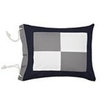 Maritimer Kissenbezug Quadrate 50x60 cm blau/grau/weiß mit Kordeln