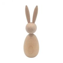 Schlichter Dekohase Osterhase – aus Zelkoven-Holz naturfarben – Ø4cm H12,5cm – Osterdeko
