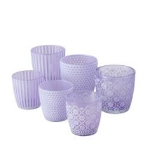 Windlicht-Set Patty lila aus Glas - in drei Ausführungen "blüten"