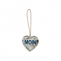 Deko-Hänger Herz aus Albesia white wash/ blau "MOIN"