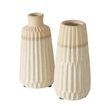 Maritime Vase "Aquarell" Creme aus Porzellan H17cm in zwei Varianten Waben