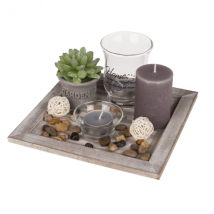 Quadratischer Dekoteller aus Holz inkl. Dekomaterial im Geschenkkarton ""