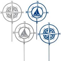 Maritimer Gartenstecker mit Himmelsrichtungen - versch. Ausführungen blau, Segelboot