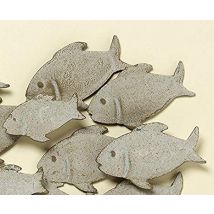Wand-Objekt Fischschwarm Eisen grau klein