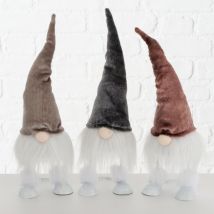 Wichtel Anyo mit samtiger Mütze in drei Varianten beige Mütze