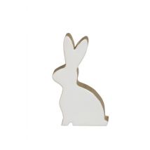 Dekoaufsteller Hase aus Mangoholz einseitig lackiert weiß - klein