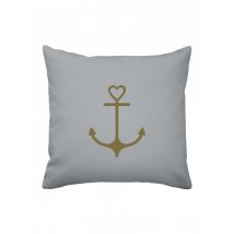 Krasilnikoff Maritime Kissenhülle grau goldener Anker 50x50cm ""