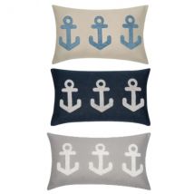 PAD Maritime Kissenhülle "drei Anker" 30x50cm in drei Ausführungen "Kissen hellgrau - Anker creme"