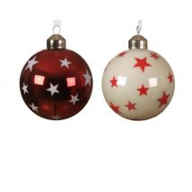 Weihnachtskugel aus Glas mit Sternen - in zwei Ausführungen weiße Kugel