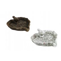 Vogeltränke Blatt mit Vogel in Grautönen in zwei Ausführungen hellgrau