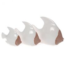 Maritime Figur Fisch aus Porzellan weiß/ beige - in drei Größen mittel