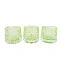 Windlicht Varios grün aus Glas- in drei Ausführungen gefächert