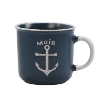Maritimer Becher aus Steingut Anker Moin blau 400ml ""