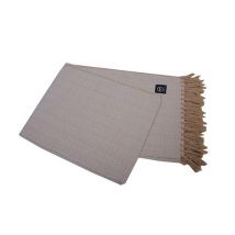 Decke beige mit braunen Fransen 130x170cm