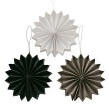 Dekohänger Weihnachtsstern aus recyceltem Papier 18 Zacken D20cm braun