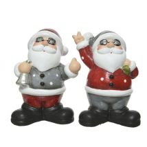 Dekofigur Weihnachtsmann mit Sonnenbrille aus Terracotta in zwei Varianten "Rote Jacke- Peace!"